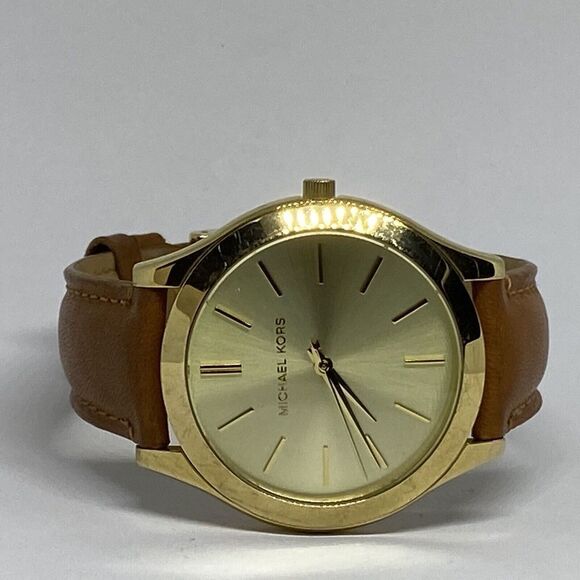 Michael Kors Slim Runway MK2465 Women's Brown Leather Analog Dial Watch VK740 - Picture 7 of 12